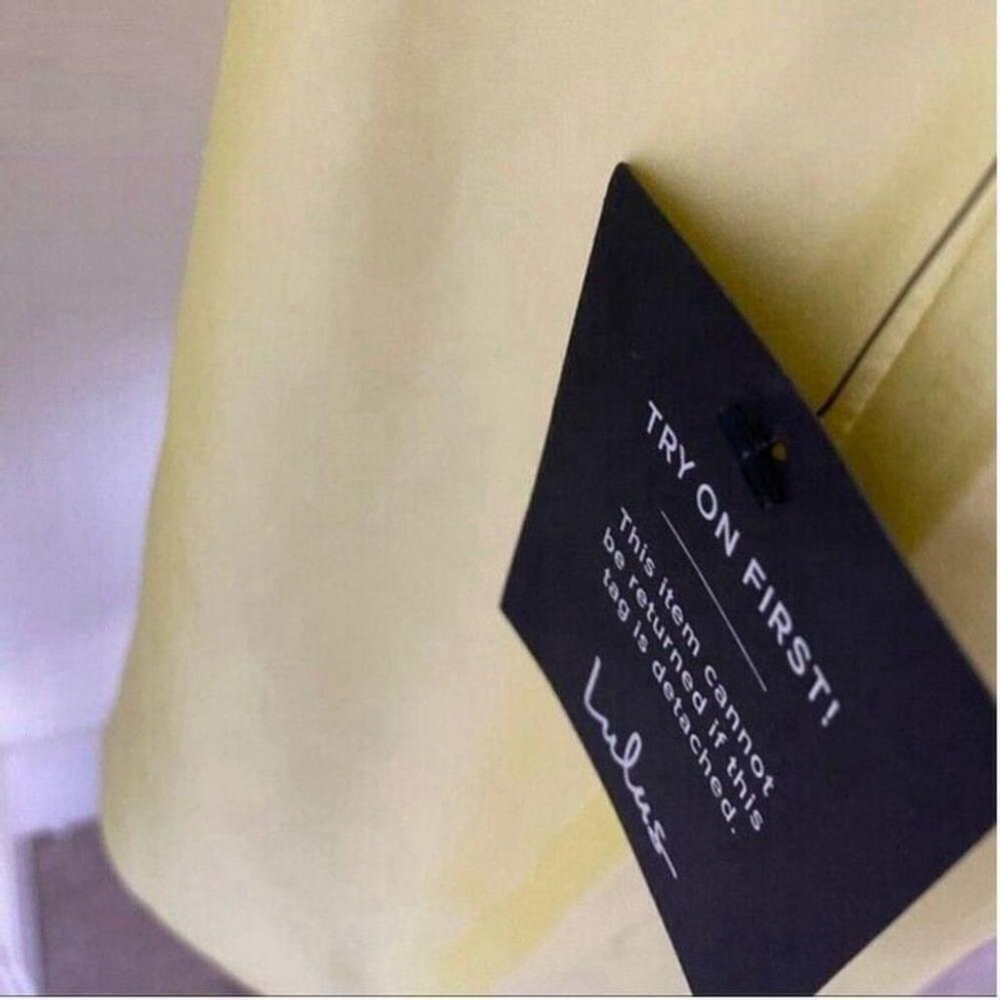 Lulu's NWT Yellow Satin Cowl Lace up Slip Dress Size Large - Picture 7 of 7